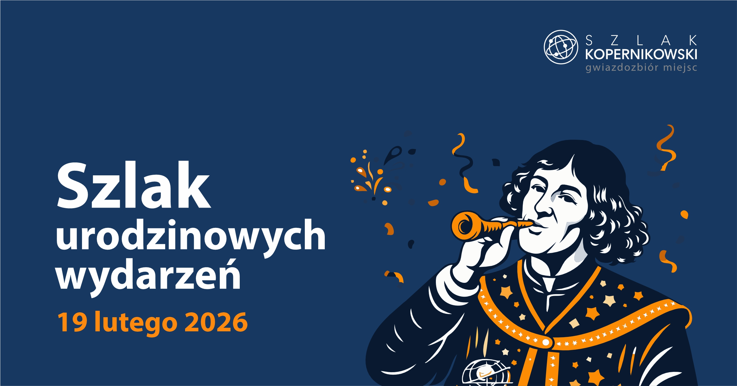 „Urodziny Kopernika świętujemy w czterech miastach jednocześnie! 19 lutego 2026 r. Toruń, Grudziądz, Włocławek i Chełmno łączą siły w ramach ✨Szlaku urodzinowych wydarzeń✨. W programie: 🗽uroczystości pod pomnikami, 🔭seanse w planetarium, 🏛️zwiedzanie Domu Kopernika, 🖼wystawy, 👩‍🏫zajęcia edukacyjne 🌠i specjalne stoiska Szlaku Kopernikowskiego. Weź tego dnia udział w akcji 📸 Selfi z Kopernikiem📸! ➡️Zrób zdjęcie z dedykowaną na ten wyjątkowy dzień cyfrową nakładką, dostępną przy stoisku promocyjnym Szlaku Kopernikowskiego w Grudziądzu, Toruniu i Włocławku, ➡️Oznacz post na Facebooku lub Instagramie (#szlakkopernikowski #nazwa_miasta), ➡️Odbierz upominek oraz rabaty na atrakcje turystyczne. Szczegółowe informacje o akcji już niebawem w dedykowanym wydarzeniu na Facebooku oraz na stronie internetowej Kujawsko-Pomorskiego Centrum Dziedzictwa w Toruniu oraz partnerów przedsięwzięcia. Wspólnie świętujmy 553. rocznicę urodzin wielkiego astronoma! Partnerzy wydarzenia: 🔹Urząd Miasta Włocławek 🔹Urząd Miasta Grudziądz 🔹Urząd Miasta Torunia 🔹Chełmno – miasto zakochanych 🔹Lokalna Organizacja Turystyczna Metropolii Toruńskiej 🔹Informacja Turystyczna we Włocławku 🔹Informacja Turystyczna w Grudziądzu 🔹Ośrodek Informacji Turystycznej w Toruniu 🔹Planetarium i Obserwatorium Astronomiczne im. Mikołaja Kopernika w Grudziądzu 🔹Muzeum Ziemi Chełmińskiej w Chełmnie 🔹Dom Mikołaja Kopernika – Muzeum Okręgowe w Toruniu 🔹Towarzystwo Miłośników Torunia 🔹Kujawsko-Pomorska Organizacja Turystyczna 🔹Wydawnictwo Europilot Dołącz do nas na Facebooku: https://fb.me/e/8L9XOOKYG Bądź na bieżąco: https://kpcd.com.pl/2026/02/12/szlak-urodzinowych-wydarzen-ii-19-lutego-2026/”