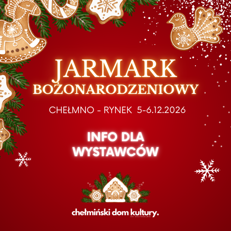 Tworzysz rękodzieło, świąteczne dekoracje, regionalne smakołyki lub prowadzisz stoisko gastronomiczne? Zapraszamy do udziału w Jarmarku Bożonarodzeniowym w Chełmnie! W dniach 5-6 grudnia 2026 r. chełmiński Rynek wypełni się świątecznym klimatem, a jego ważną częścią będą właśnie Wasze stoiska. Poszukujemy rękodzielników, twórców ludowych, rzemieślników, pszczelarzy, kół gospodyń wiejskich, malarzy, stowarzyszeń, szkół, WTZ, DPS, świetlic środowiskowych, a także wystawców oferujących produkty i wyroby związane z Bożym Narodzeniem. Do udziału zapraszamy również: stoiska gastronomiczne, food trucki, stoiska z alkoholem. Udział w Jarmarku jest bezpłatny. W przypadku zapotrzebowania na przyłącze elektryczne obowiązuje opłata w wysokości 50 zł za dwa dni wydarzenia. Termin nadsyłania zgłoszeń: 16 listopada 2026 r. Aby zgłosić udział, należy przesłać: wypełnioną kartę zgłoszenia oraz podpisany formularz RODO, kopię potwierdzenia wpłaty za prąd (jeśli zgłoszono zapotrzebowanie), zdjęcia oferowanych wyrobów. Niech tegoroczny Jarmark pachnie piernikami, miodem i choinką, mieni się rękodziełem oraz lokalnymi smakami. Jeśli chcesz współtworzyć to grudniowe wydarzenie, czekamy na Twoje zgłoszenie! ✨🎅🎁 Więcej informacji oraz karta zgłoszenia w Regulaminie, dostępnym na stronie: https://chdk.pl/jarmark-bozonarodzeniowy-info-dla-wystawcow-2/ #bujamsiewkulturze #zyjkulturalnie Dodano: 09.10.2026 r., EP